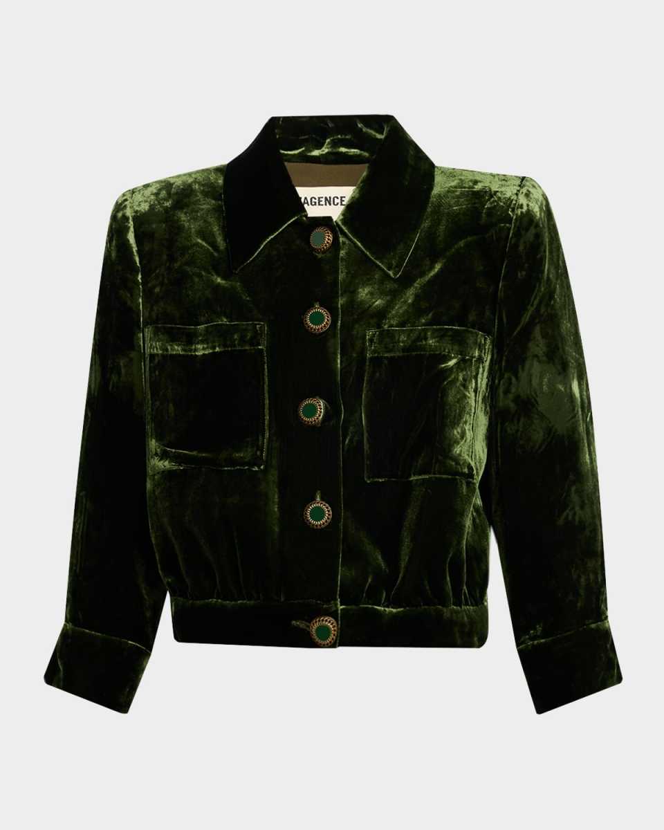 Jia Cropped Velvet Jacket